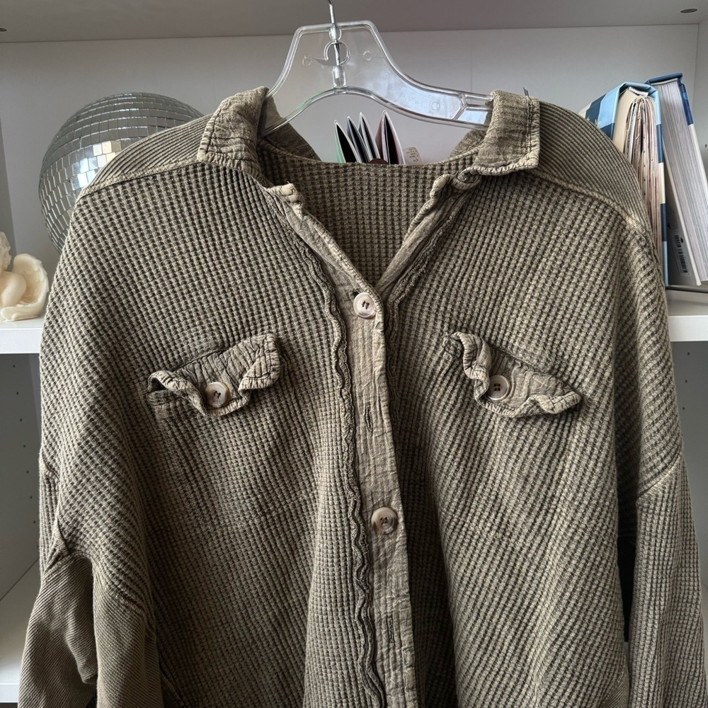 FREE PEOPLE FP One Green Scout Dip Dye Jacket Sea Serpent Combo - Picture 6 of 8